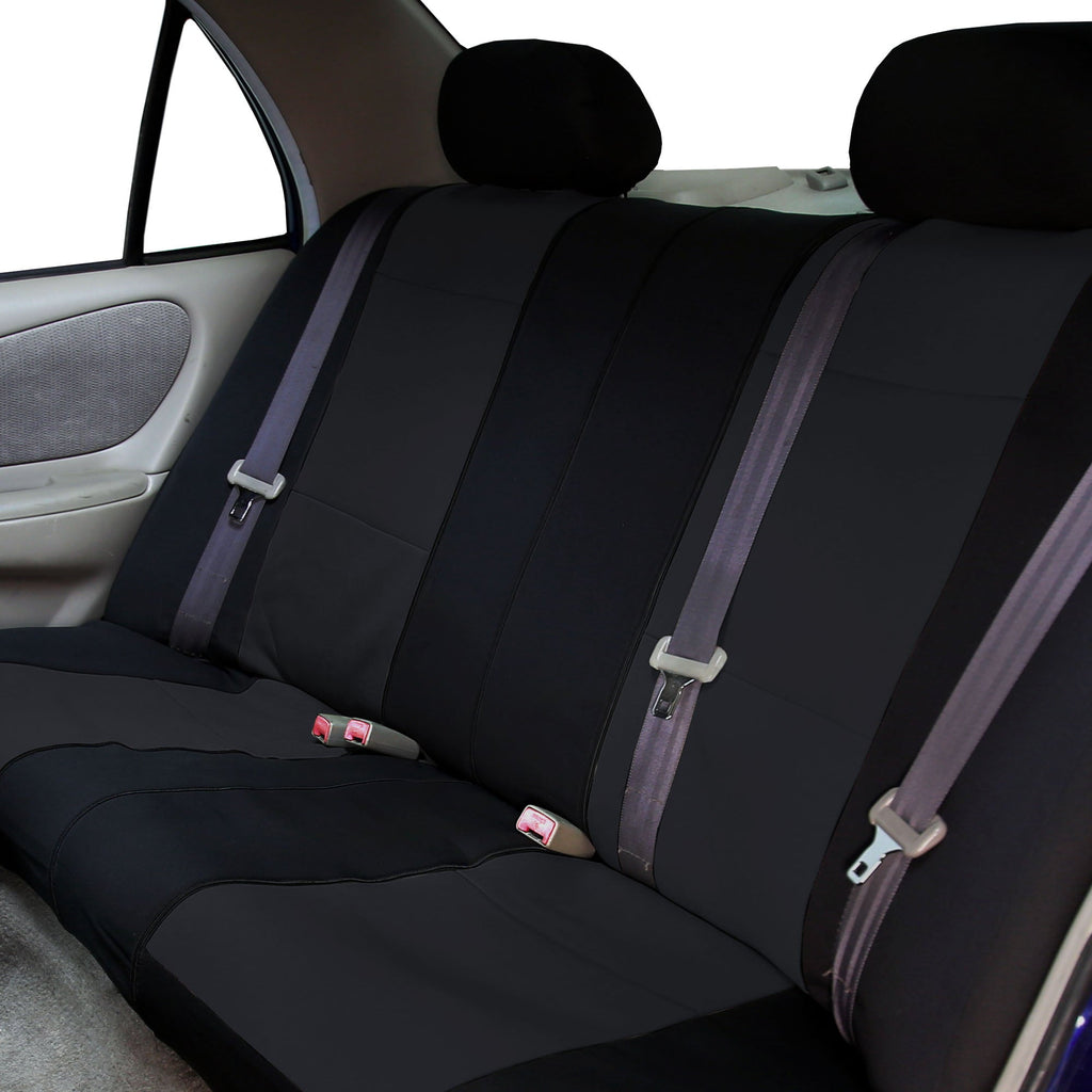FH Group Neoprene 3 Row Car Seat Covers For SUV VAN TRUCK, Airbag Compatible Split Bench 8 Seaters, Black