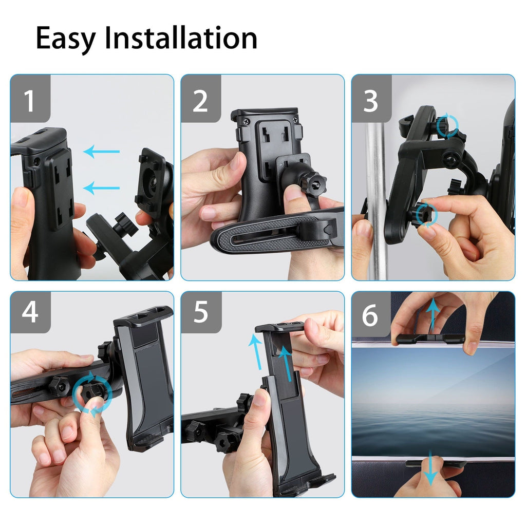 Car Headrest Tablet Holder, EEEkit Universal Adjustable Car Seat Headrest Tablet Mount Holder Fit for Apple iPad Air Mini, Samsung Galaxy Tab, Kindle Fire, Nintendo Switch, and 4.0"-12.5" Tablet