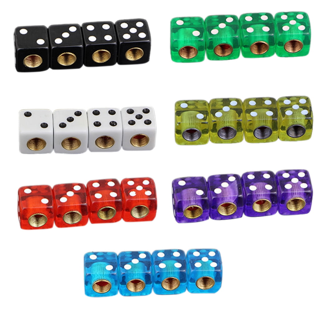 4pcs Dice Shape Car Truck Wheel Tire Air Valve Stem Cover Dust Cap