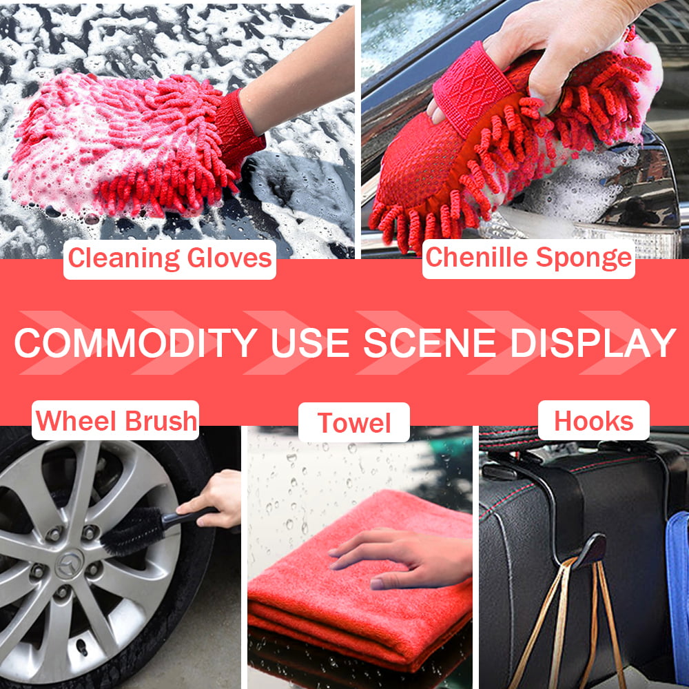 YILAIRIOU Car Wash Kit with Foam Gun - Car Wash Cleaning Kit with Wash Microfiber Sponge and Towels Tire Brush Collapsible Bucket Wash, Sprayers for Car Cleaning Gardens and Pets