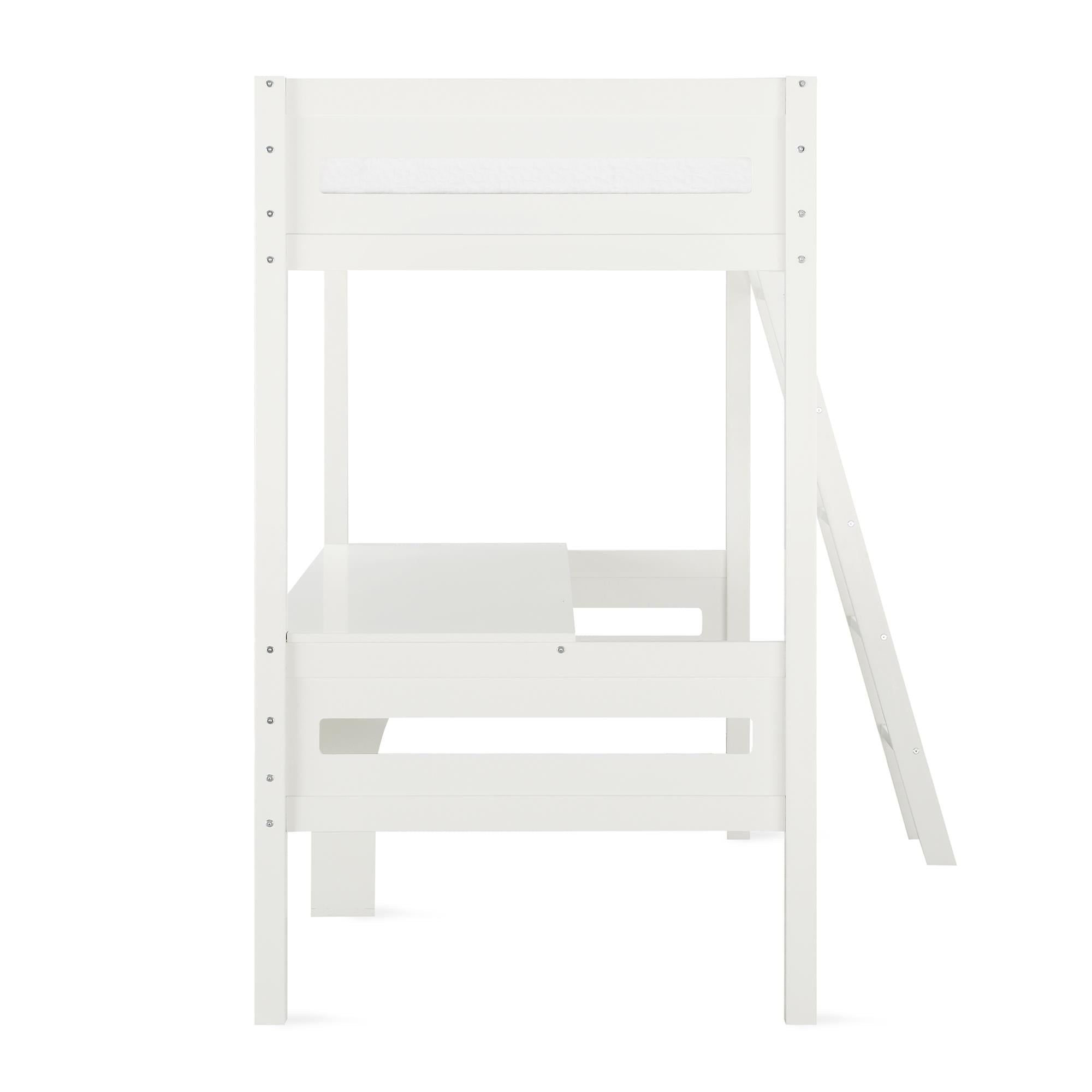 Teen Novogratz Lennon Twin Size Loft Bed with Desk, White