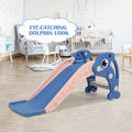 Joinfun 2 in 1 Slide,Toddler Freestanding Extra Long Slide with Basketball Hoop & Ball, Indoor Outdoor, Blue