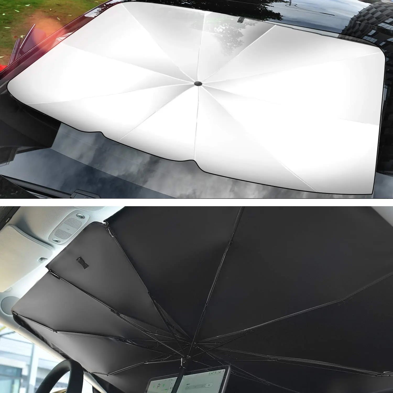 Windshield Sun Shade Umbrella, Car Windshield Sun Shade Foldable Cover Visor UV Ray Reflector, Car Sun Shade Windshield for Auto Trucks SUV Keeps Vehicle Cool Heat Insulation Protection