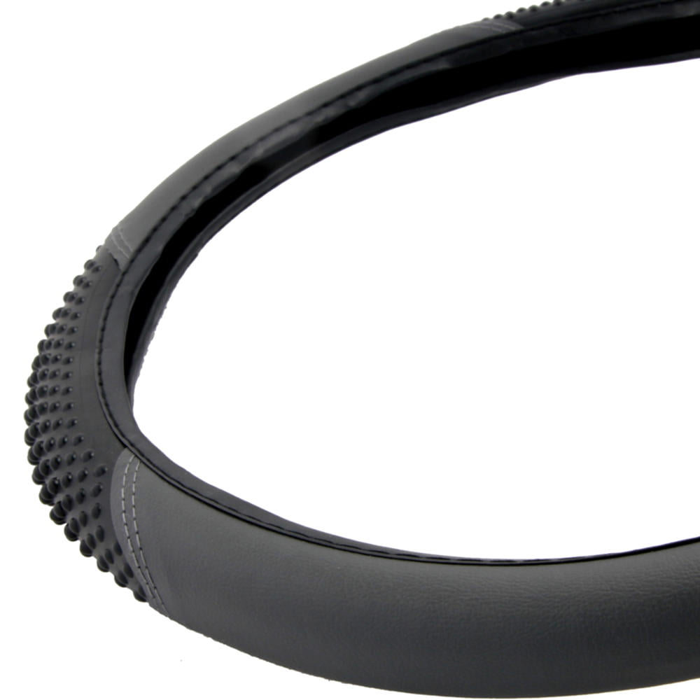 BDK Massage Grip Car Steering Wheel Cover for Car SUV Van Two Tone Color, Standard Size14.5"-15.5"