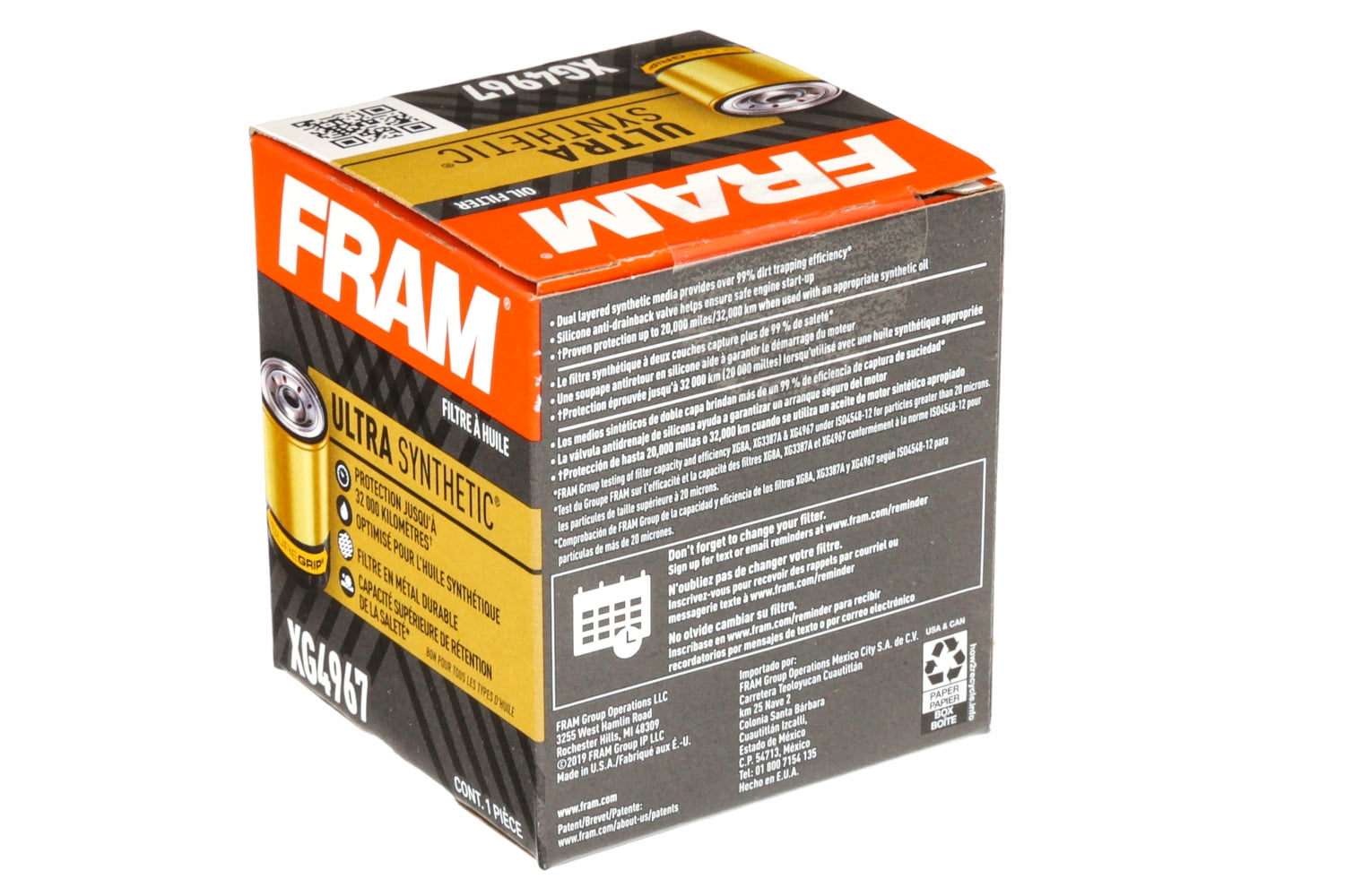 FRAM Ultra Synthetic Oil Filter, XG4967 Fits select: 2018-2023 TOYOTA RAV4, 2018-2023 TOYOTA CAMRY