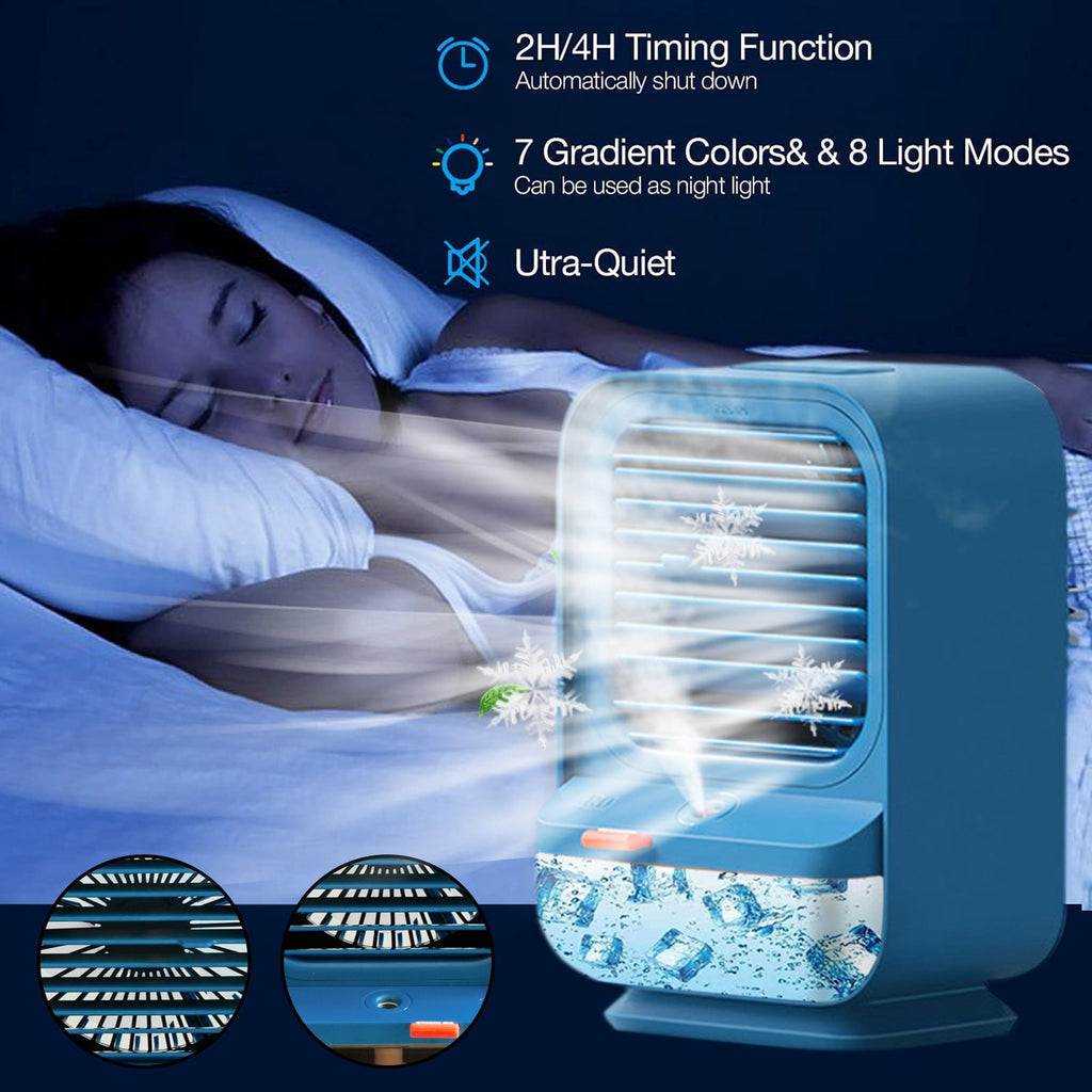 Quiet Oscillating Table Fan Air Conditioner Portable Evaporative Cooler Humidifier Mini Desktop Cooling Fan Tent Fan