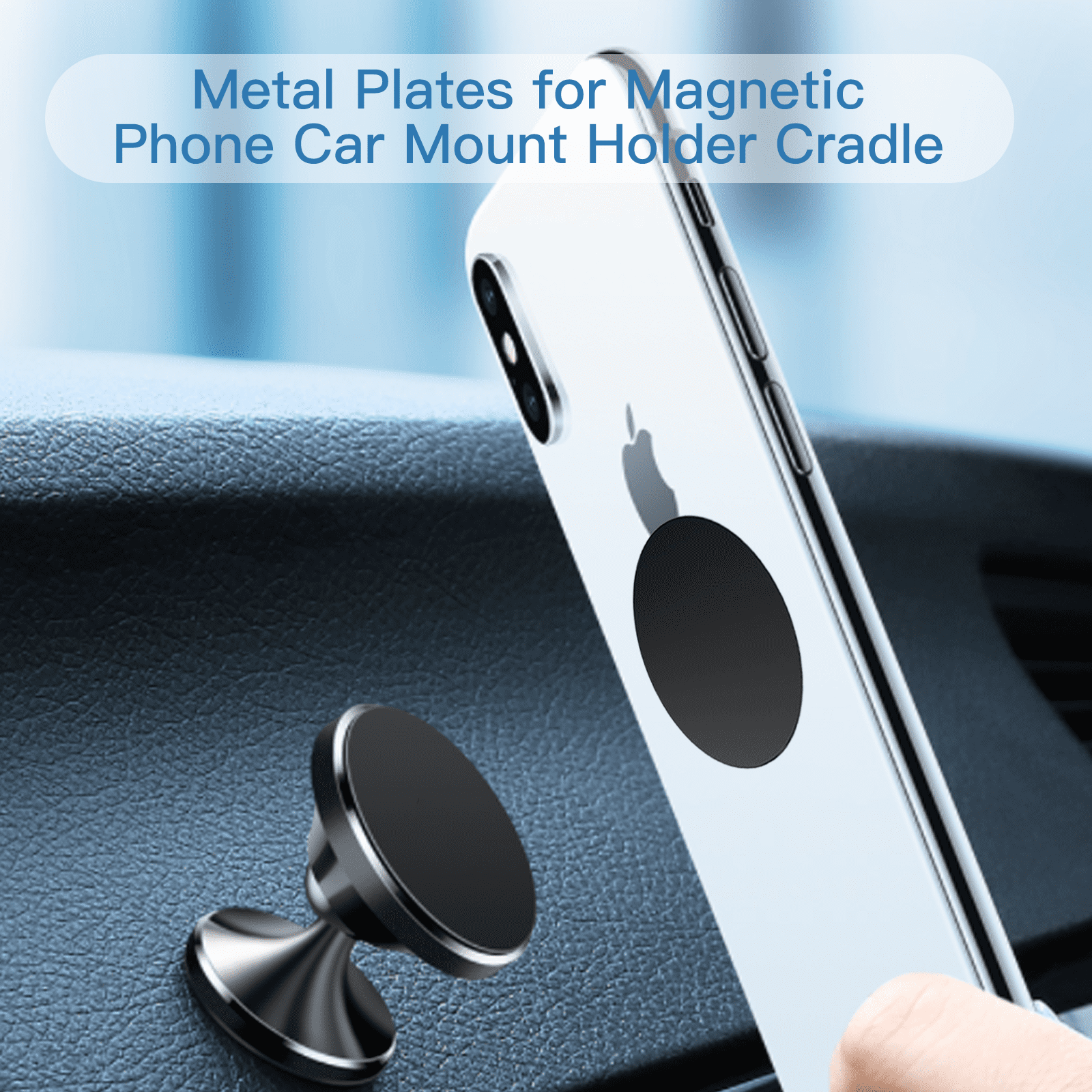 OWLKELA 10 Pack Mount Metal Plate, Phone Magnet Car Mount Holder with Adhesive, Black, 4R and 6Rd