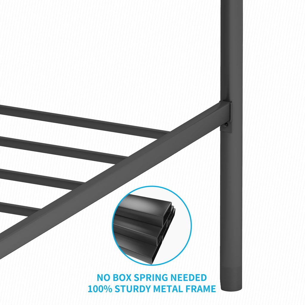 TABU California King Size Metal Bed Frame with Headboard & Footboard -Mattress Foundation - Easy Assembly - No Box Spring Needed - Cal King/Black