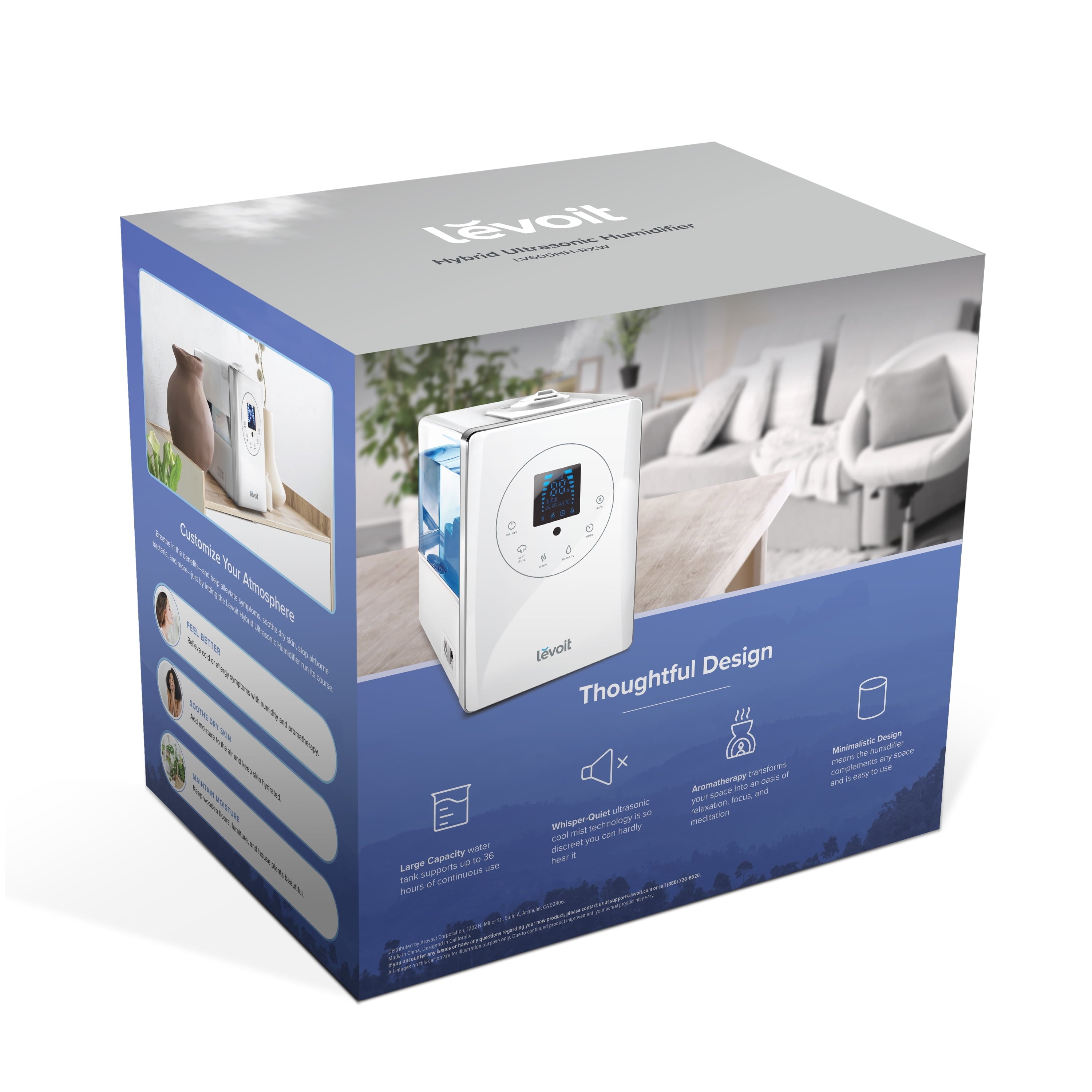 Levoit 6L 753 sq ft Warm and Cool Mist Humidifier, Vaporizer, White