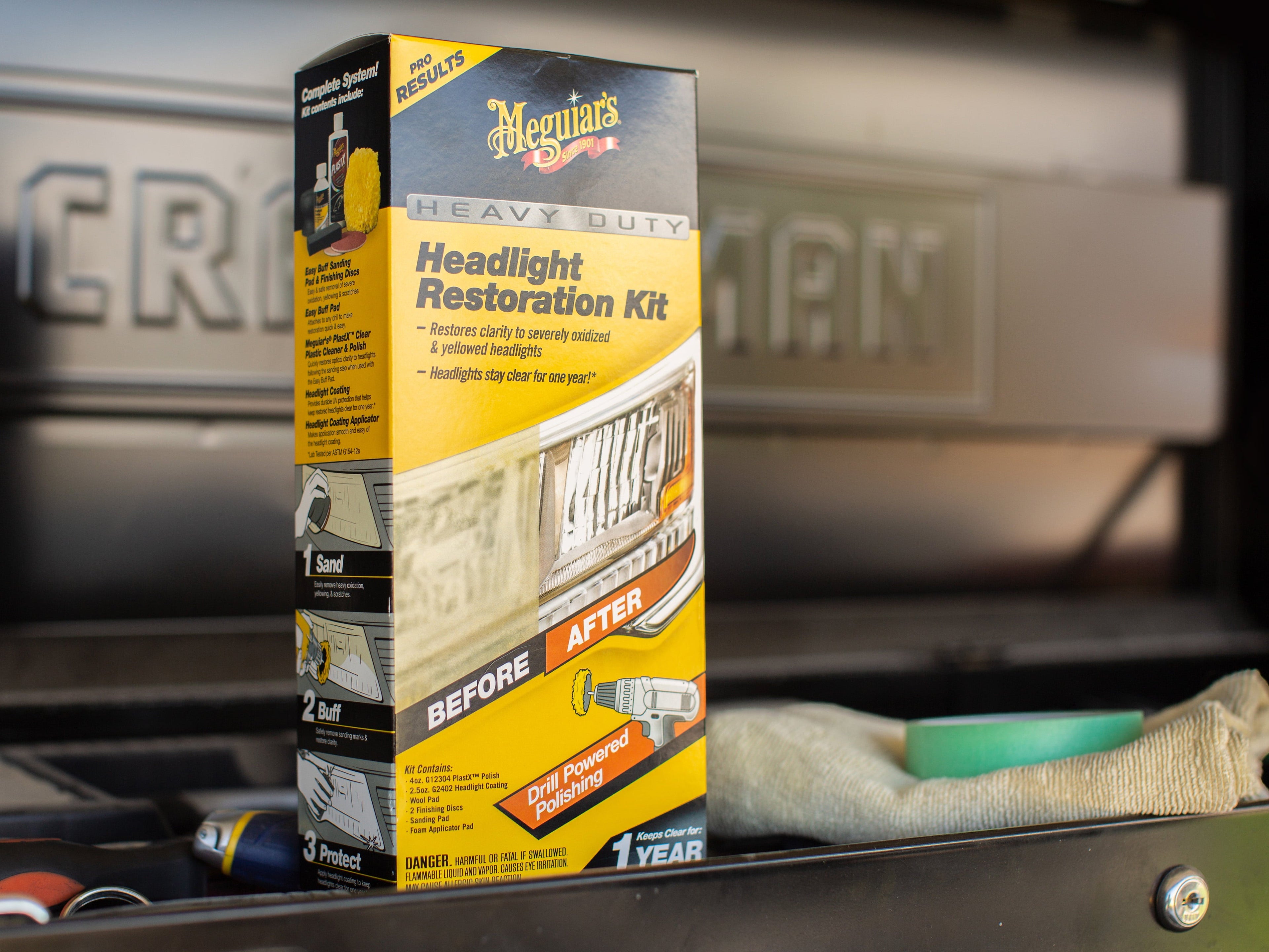 Meguiar's Heavy Duty Headlight Restoration Kit, G2980, 1 Pack