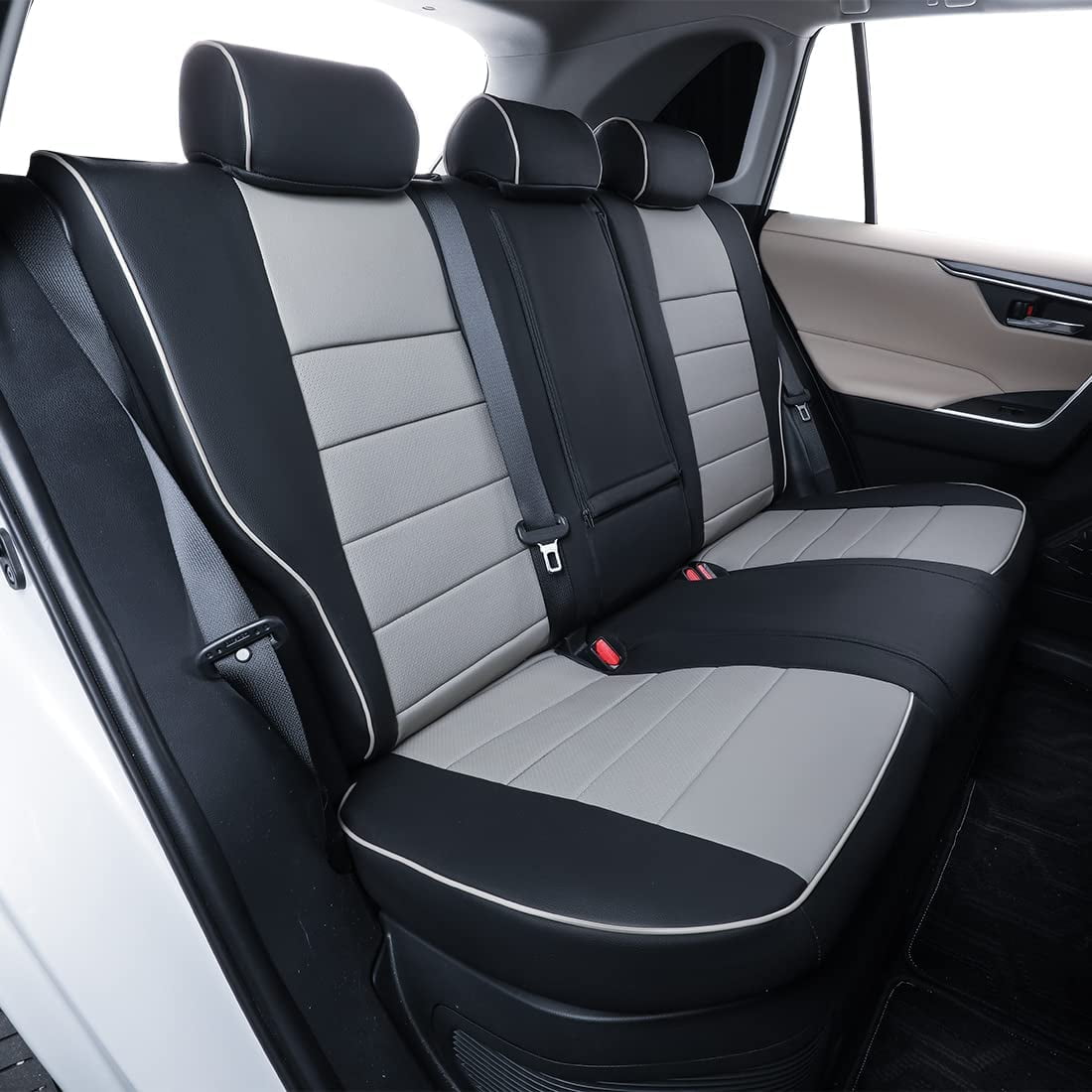 EKR Custom Fit Pilot Car Seat Covers for Honda Pilot LX,EX 2016 - 2022 - Three Rows,Full Set Leather Auto Seat Covers(Black with Gray)