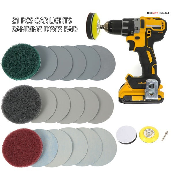 ODOMY DIY Car Lights Kit Polishing Restoration & Headlight Repairing Set P240 Mop Sanding Discs Drill Adapter