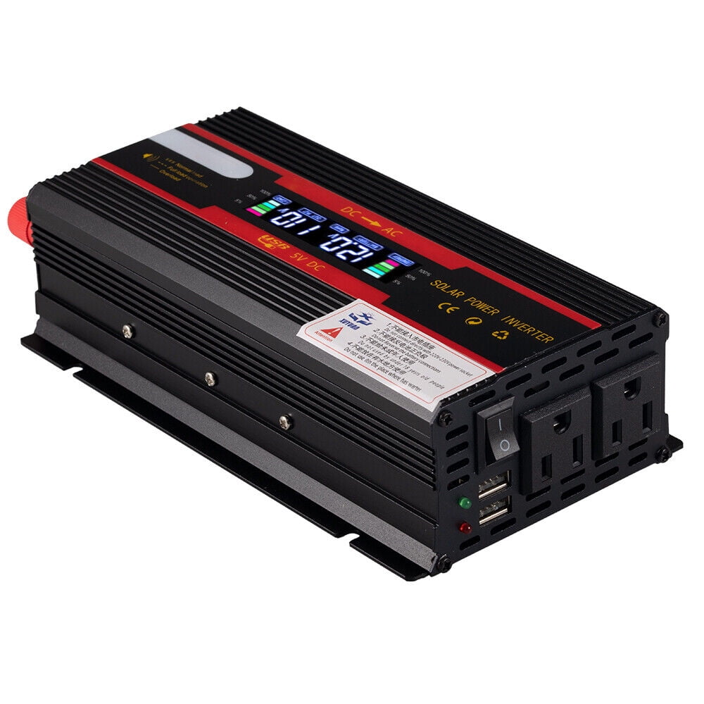 JahyShow 3000W/4000W(Peak) Car Power Inverter DC 12V to 110V AC Converter with LCD Display Outlets and Dual USB Car Charger for Car Home Laptop Truck
