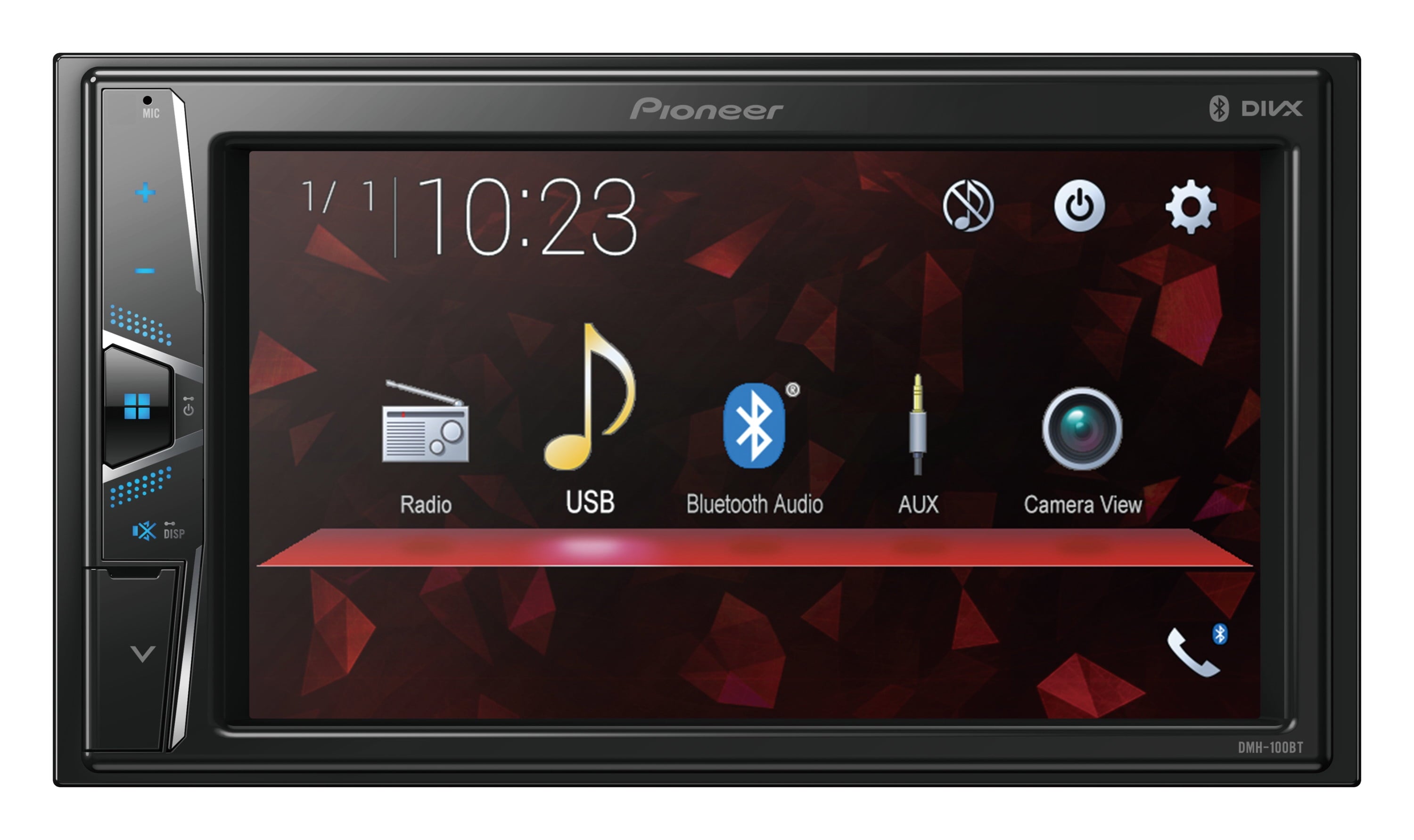 Pioneer DMH-100BT In-Dash Receiver with 6.2" Touchscreen and Bluetooth,Double DIN,Backup Camera Ready