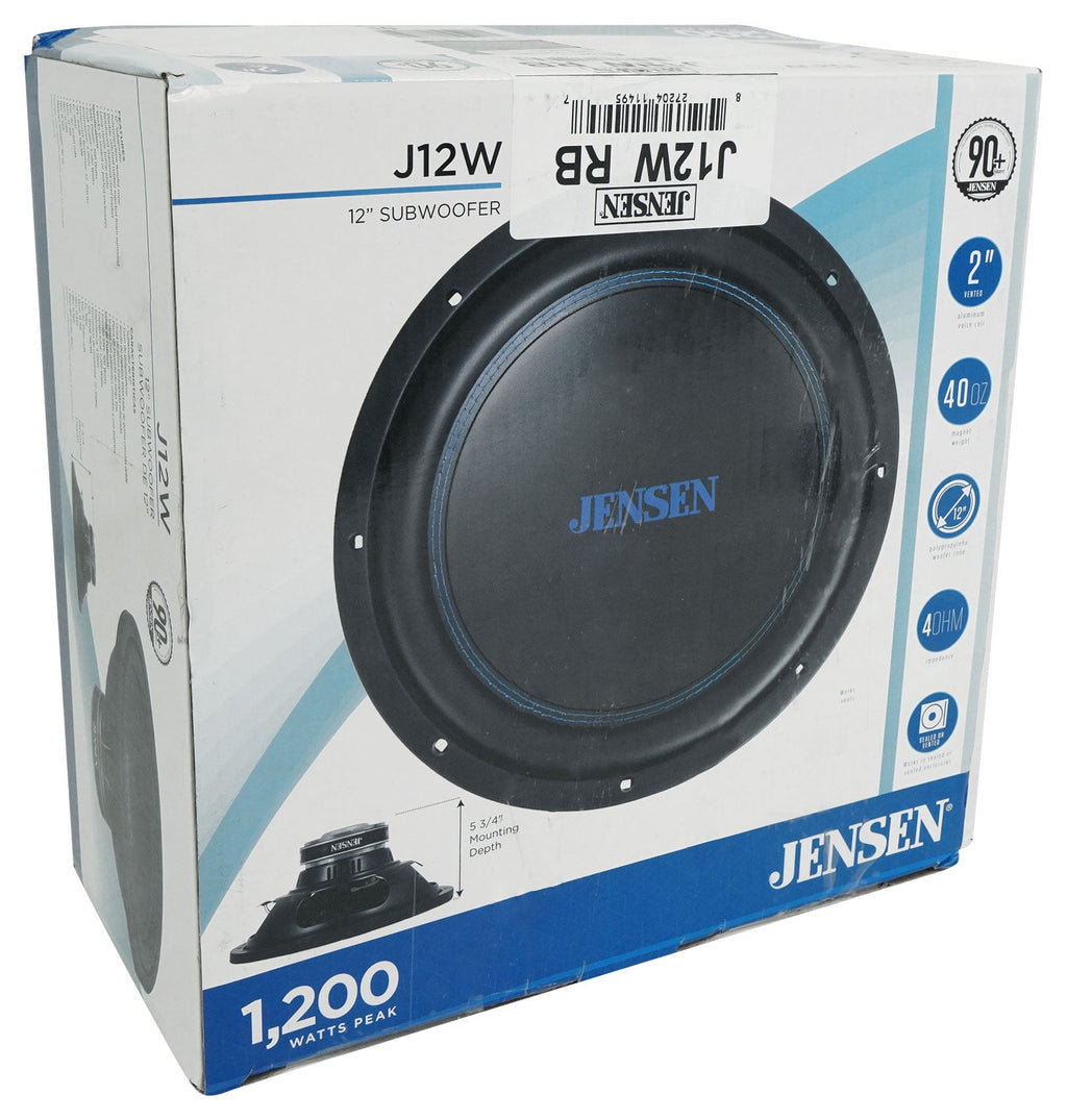 Jensen J12W 12 inch 1200 Watt Subwoofer 4-Ohm Car Audio Sub w/ 40oz. Magnet