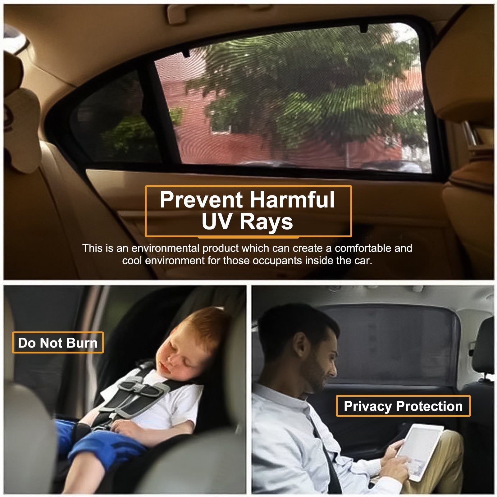 2pcs Car Rear Side Window Sun Visor Shade, EEEkit Mesh Cover Shield Sunshade UV Protector, Foldable Car Side Window Sunshade Universal Fit for Car, Trucks, and SUV