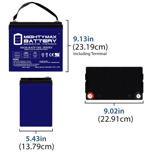 12V 55AH GEL Replacement Battery for 22NF VMAX MB96