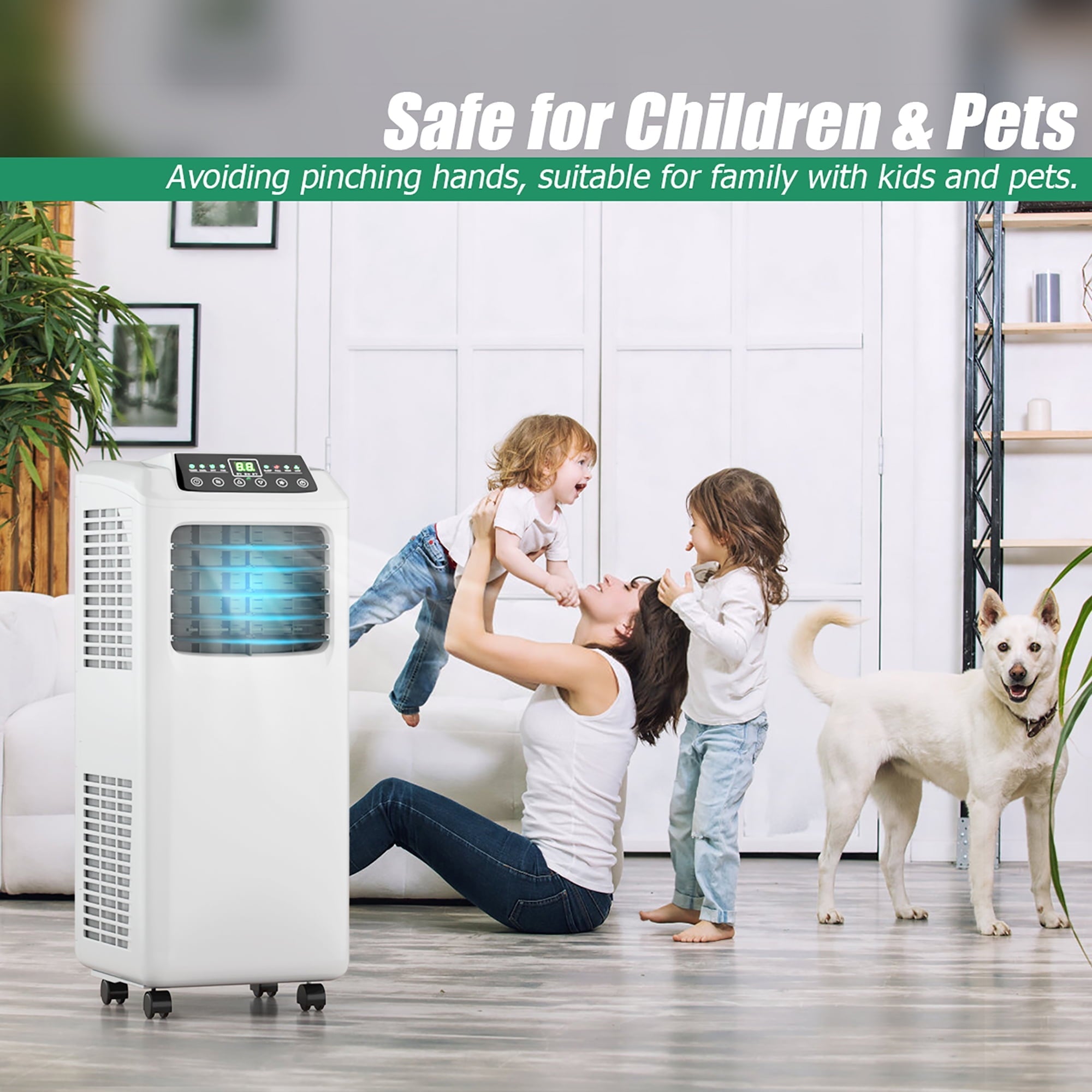 Costway 5500 BTU (9000 BTU ASHRAE) Portable Air Conditioner & Dehumidifier Function Remote w/ Window Kit