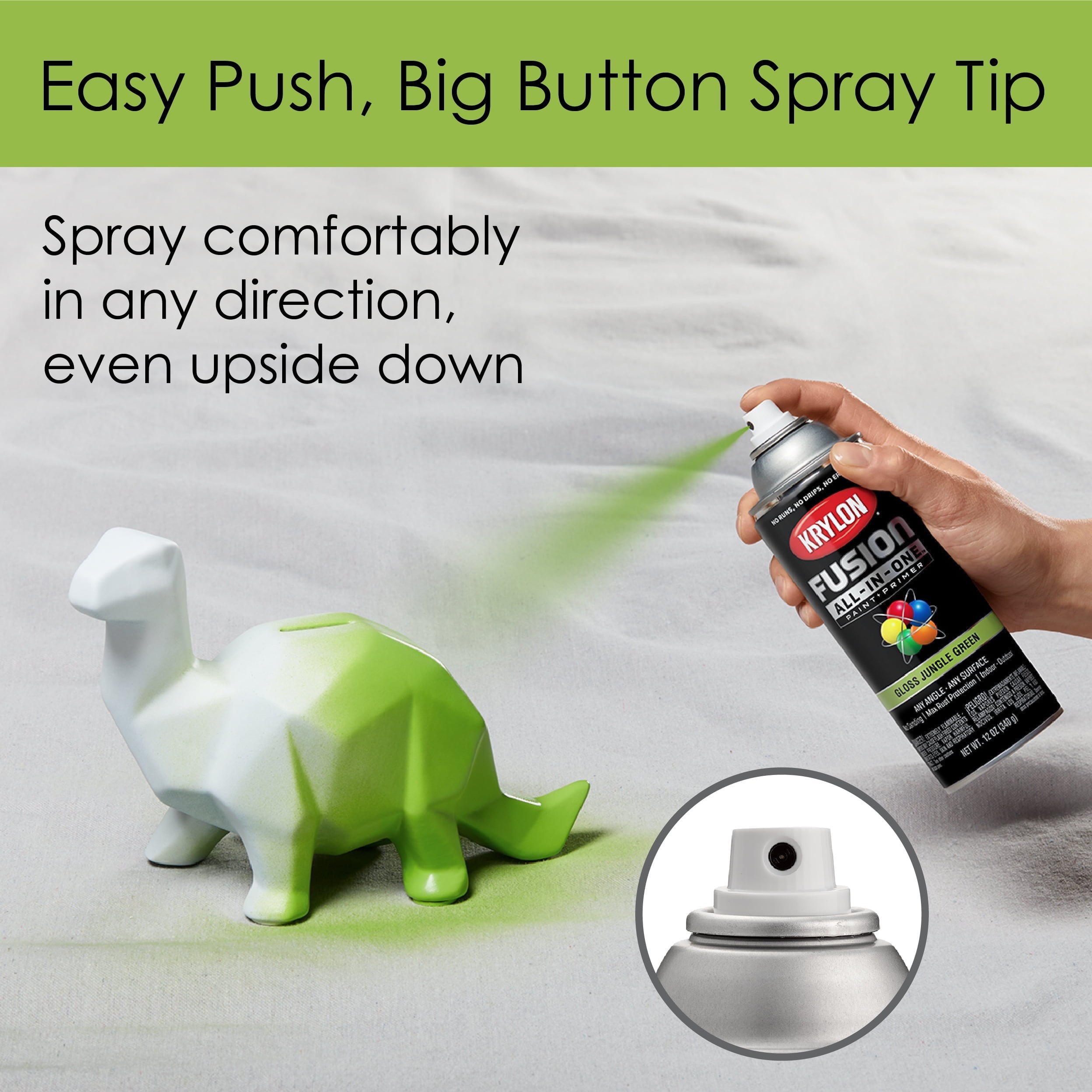 Krylon K02712007 Krylon Fusion All-In-One Jungle Green Gloss 12 oz. Spray Paint, Multi-Surface, (1 Piece, 1 Pack)