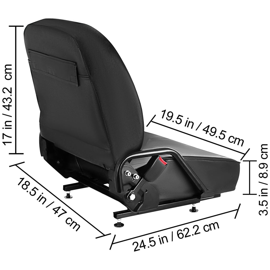 VEVORbrand Universal Forklift Seat Komatsu Style Forklift Seat with Retractable Seat Belt Excavator Seat