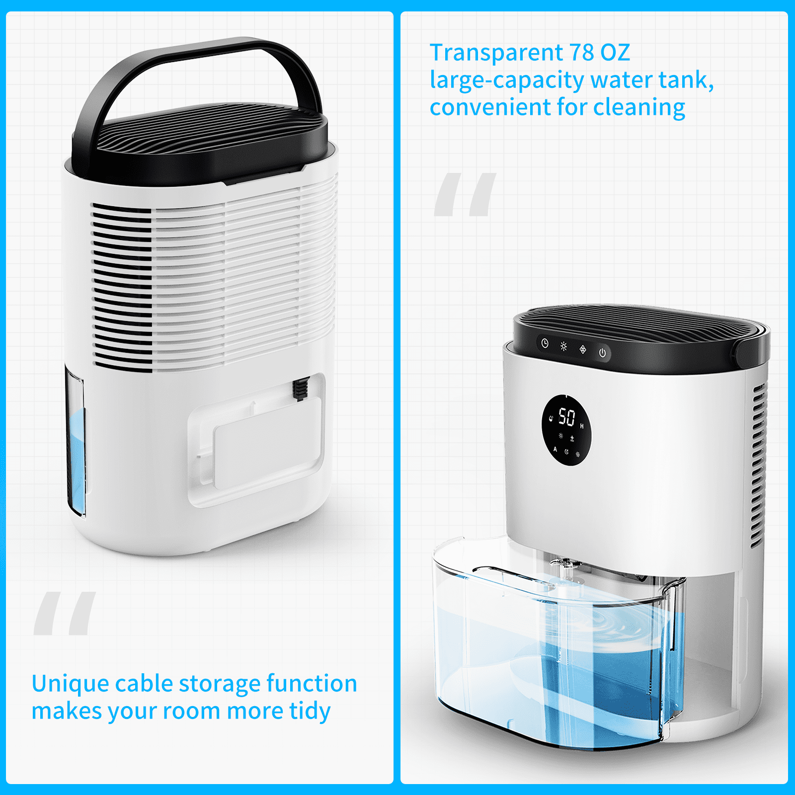 ALROCKET 5-Pint Dehumidifier with Timer, 4500 Cubic Feet, Auto Defrost, Ultra Quiet for Home Large Room Bathroom Garage RV