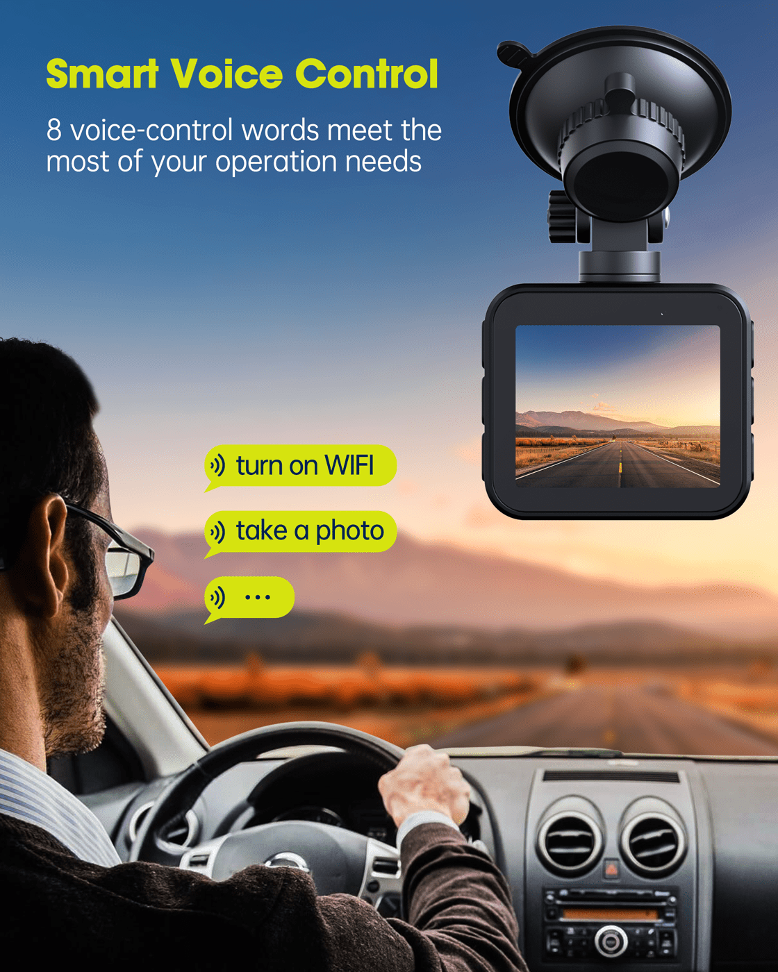 UHD 4K Dash Cam with Built-in WiFi GPS Super Night Vision, TOGUARD Voice Control Car Camera Front Camera for Car