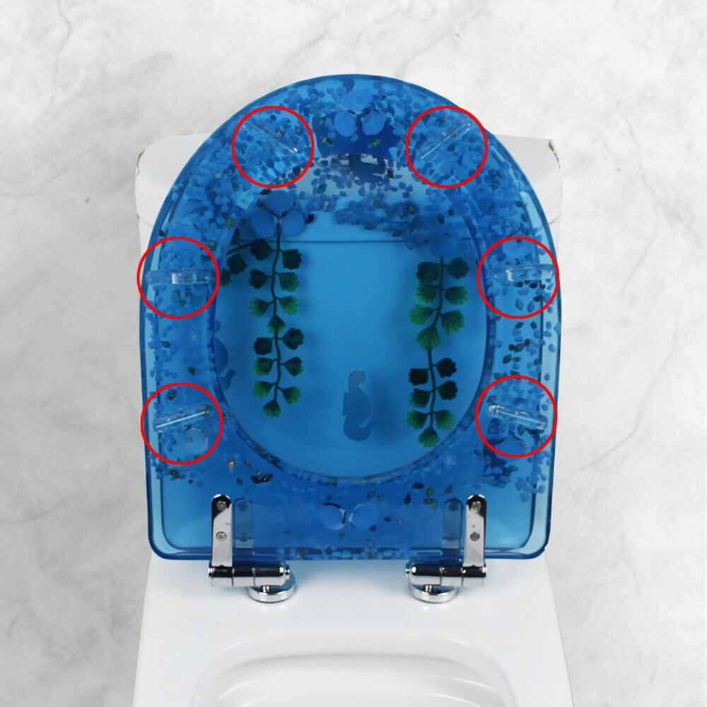 Oukaning Toilet Seat U/V Shape Resin Decorative Toilet Seat Seashell Sea Plants Decored Bathroom