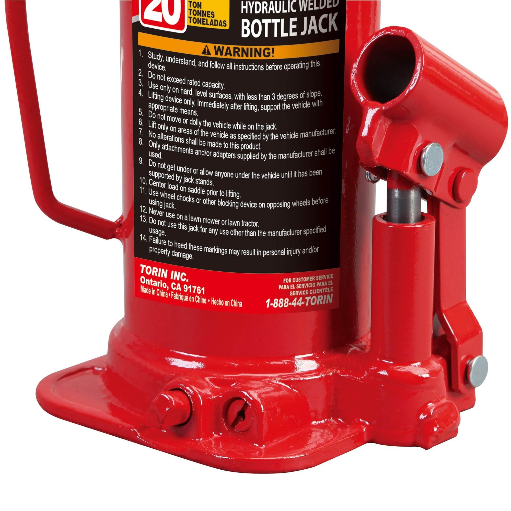 Torin Jacks Big Red 20 Ton Heavy Duty Hydraulic Welded Bottle Jack,T92003