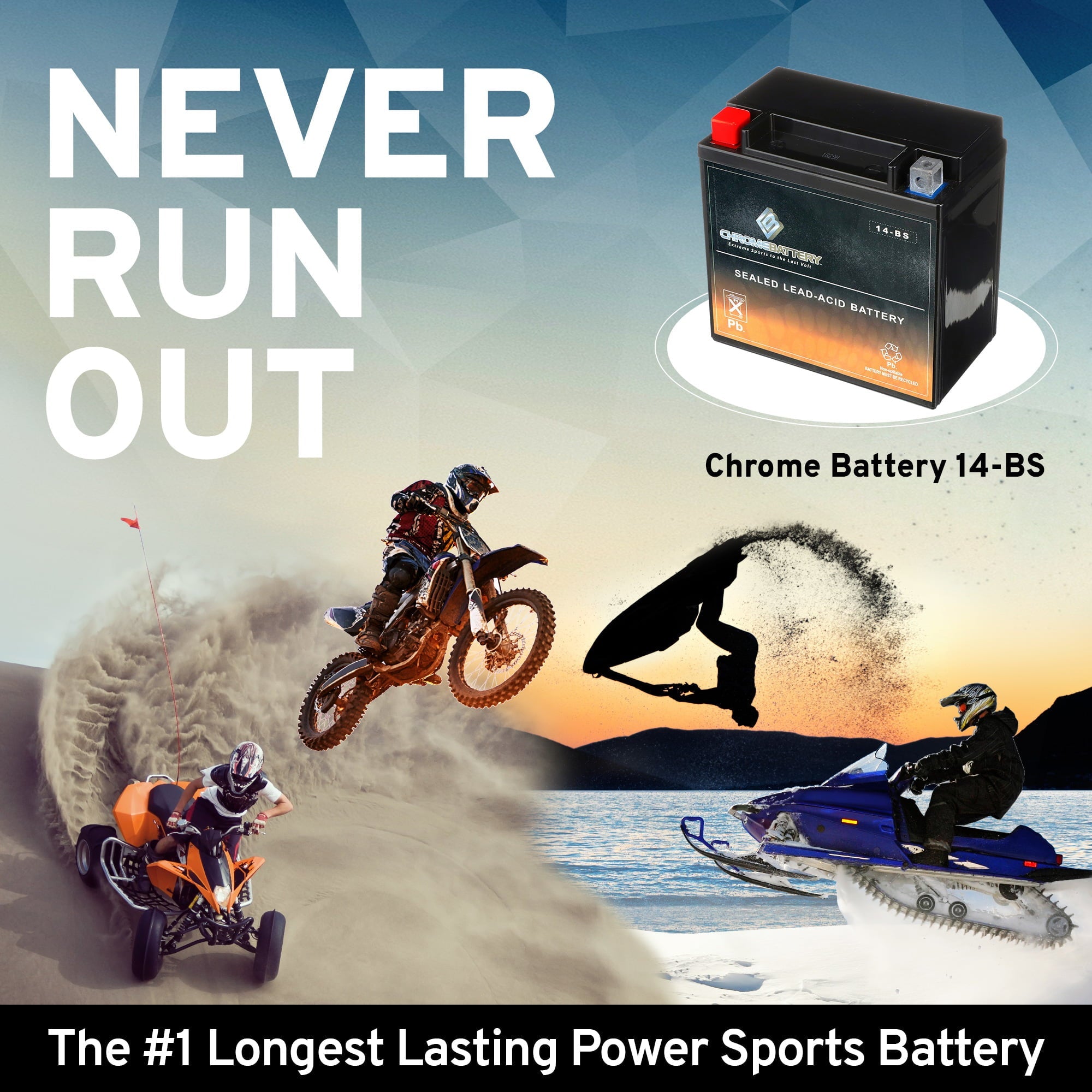 Chrome Battery Ytx14-bs (14-bs 12 Volts,12 Ah, 200 Cca) Motorcycle Battery for Honda Vt1100c, C3, T Shadow (spirit, Aero, A. C. E. Tourer) 1100cc, Years (2001 - 2007)