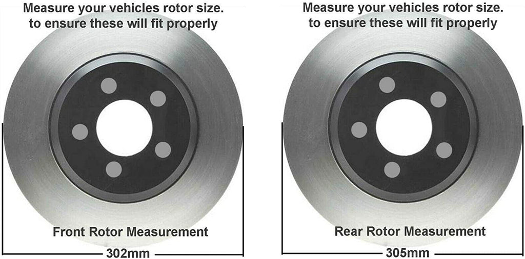 Detroit Axle - 302mm Front 305mm Rear Drilled Slotted Brakes and Rotors Brake Pads Replacement for Ram C/V Fits select: 2013-2016 CHRYSLER TOWN & COUNTRY TOURING, 2014 DODGE GRAND CARAVAN CREW