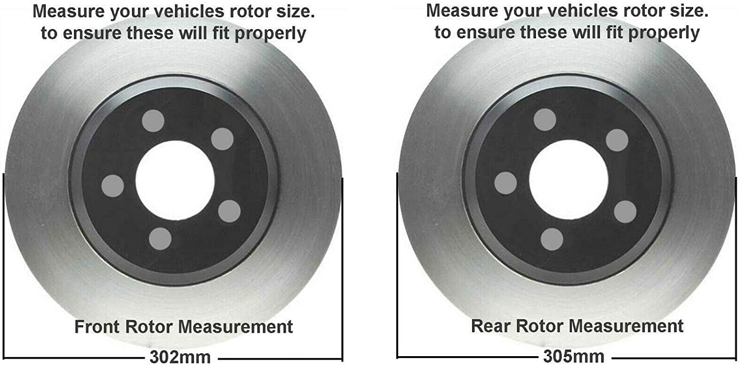 Detroit Axle - 302mm Front 305mm Rear Drilled Slotted Brakes and Rotors Brake Pads Replacement for Ram C/V Fits select: 2013-2016 CHRYSLER TOWN & COUNTRY TOURING, 2014 DODGE GRAND CARAVAN CREW