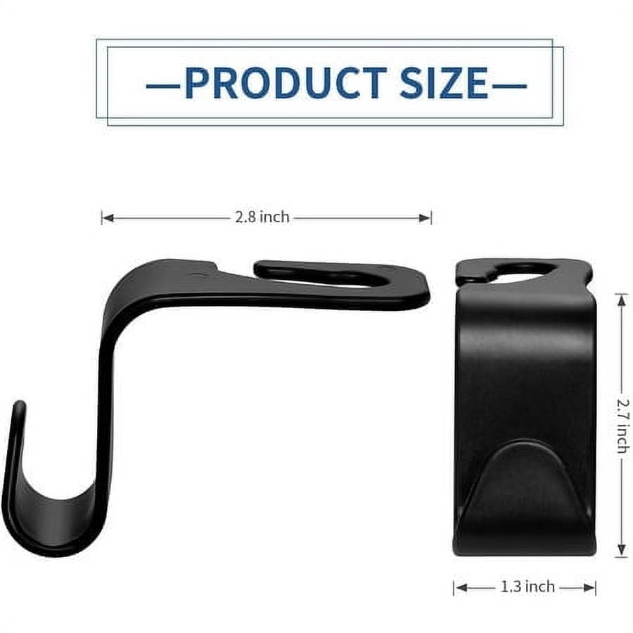 FVSA 4 Pack Seat Headrest Hooks for Car, Auto Seat Purse Holder Hangers Storage Organizer Interior Accessories, Stainless steel Car Hooks, Purse Hook for Coats, Umbrellas, Grocery, Bags, Handbag-Black