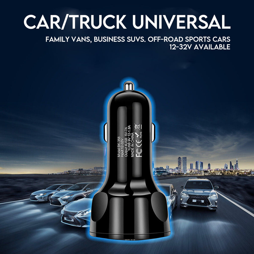 4 Port USB Fast Car Charger Cigarette Lighter Socket for Samsung Android iPhone Cell Phone Mobile