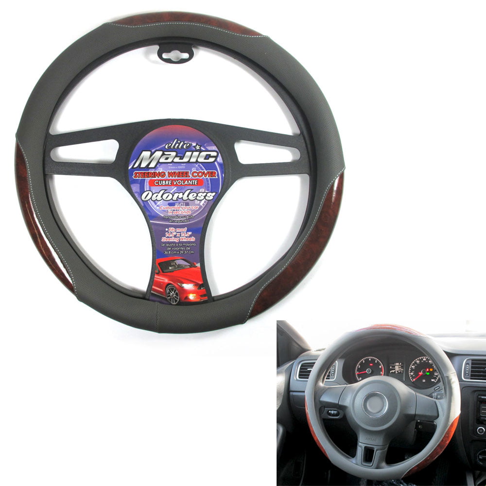 1 Pc Car Truck Steering Wheel Cover Auto Cool Universal Fits Most Gray Wood 15"