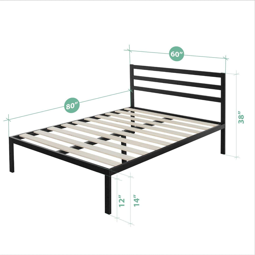 Zinus Mia 38" Metal Platform Bed Frame with Headboard, Queen