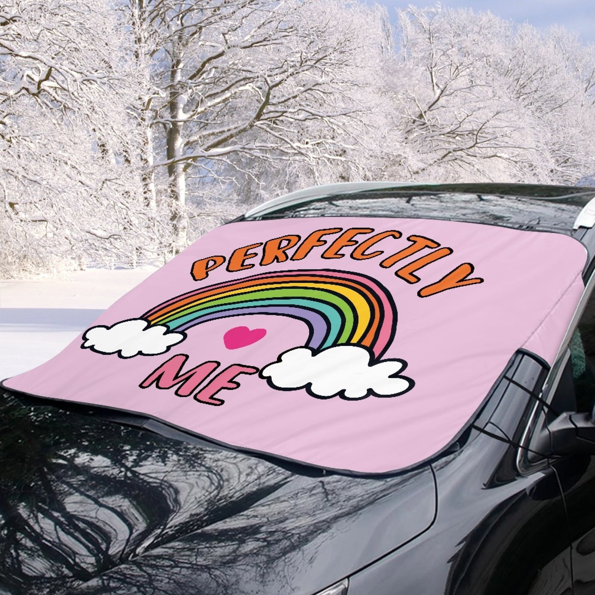 JINMUZAO Rainbow Windshield Snow Ice Cover, Protects Windshield and Wipers from Weatherproof, Rain, Sun, Frost, Vehicles, Cars Trucks Vans and SUVs,55.9"x37.7"
