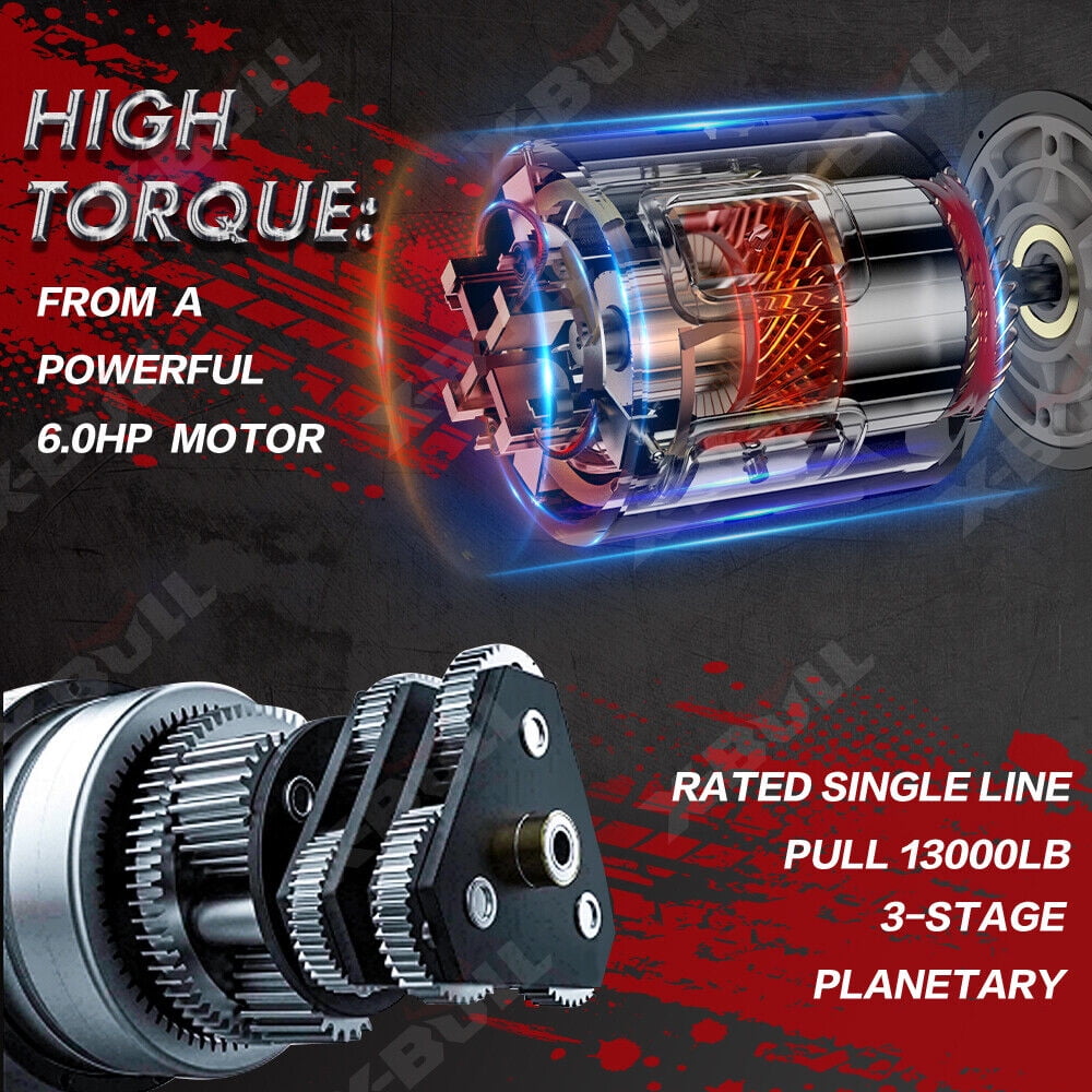 X-BULL Electric Winch 13000lb Winch 12V Synthetic Rope Trailer Towing Truck Off-road Jeep Winch With Wireless Remote