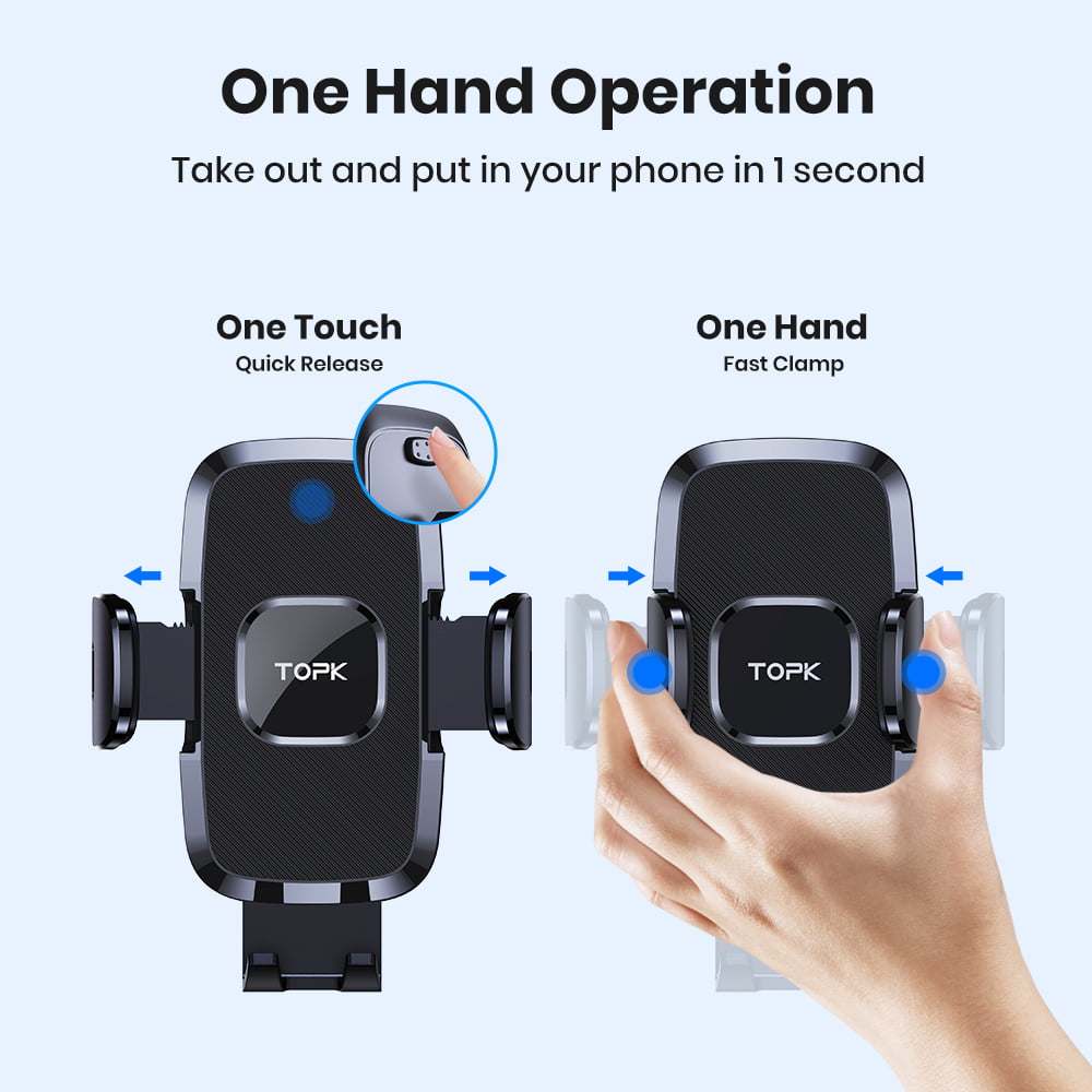 TOPK Cell Phone Holder for Car with Hook Clip Air Vent Car Mount 360° Rotation Universal Mobile Phone Mount