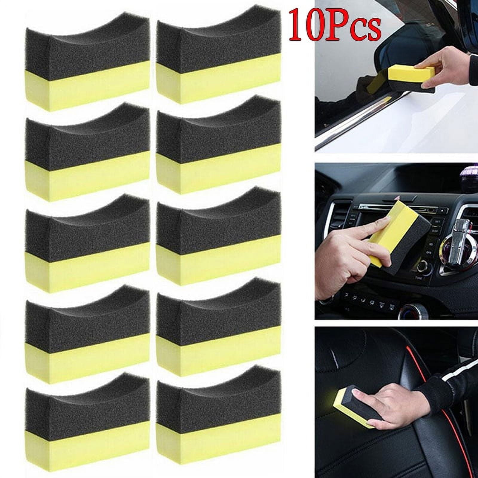 10Pcs Car Wheel Washer Tyre Tire Dressing Applicator Curved Foam Sponge Pad