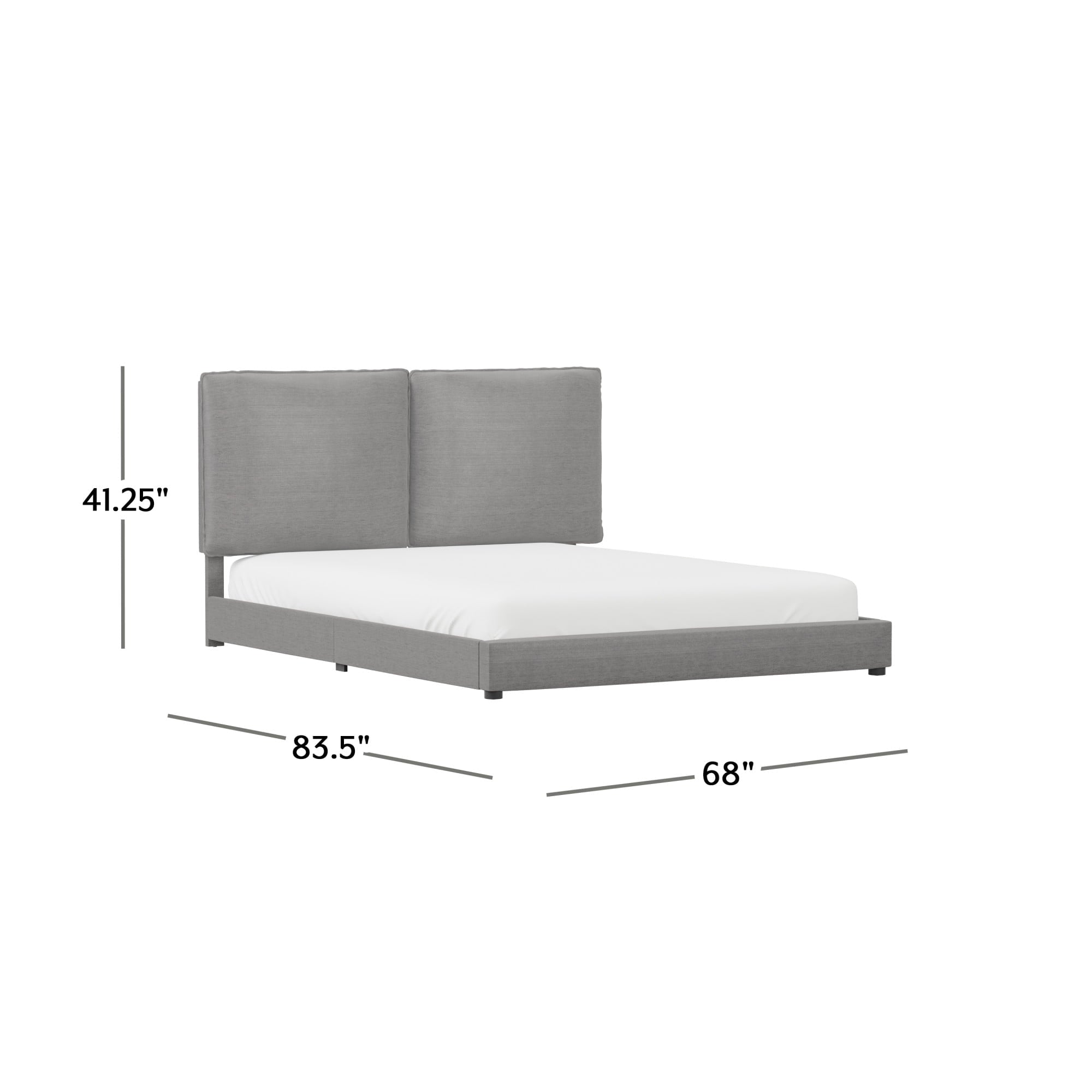 Hillsdale Arden Upholstered Pillow Queen Platform Bed, Nature Gray