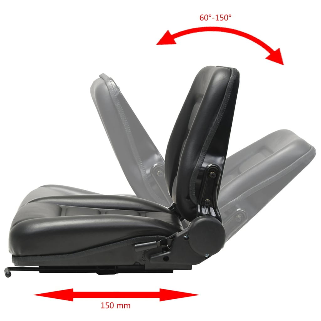 vidaXL Forklift & Tractor Seat with Adjustable Backrest Black