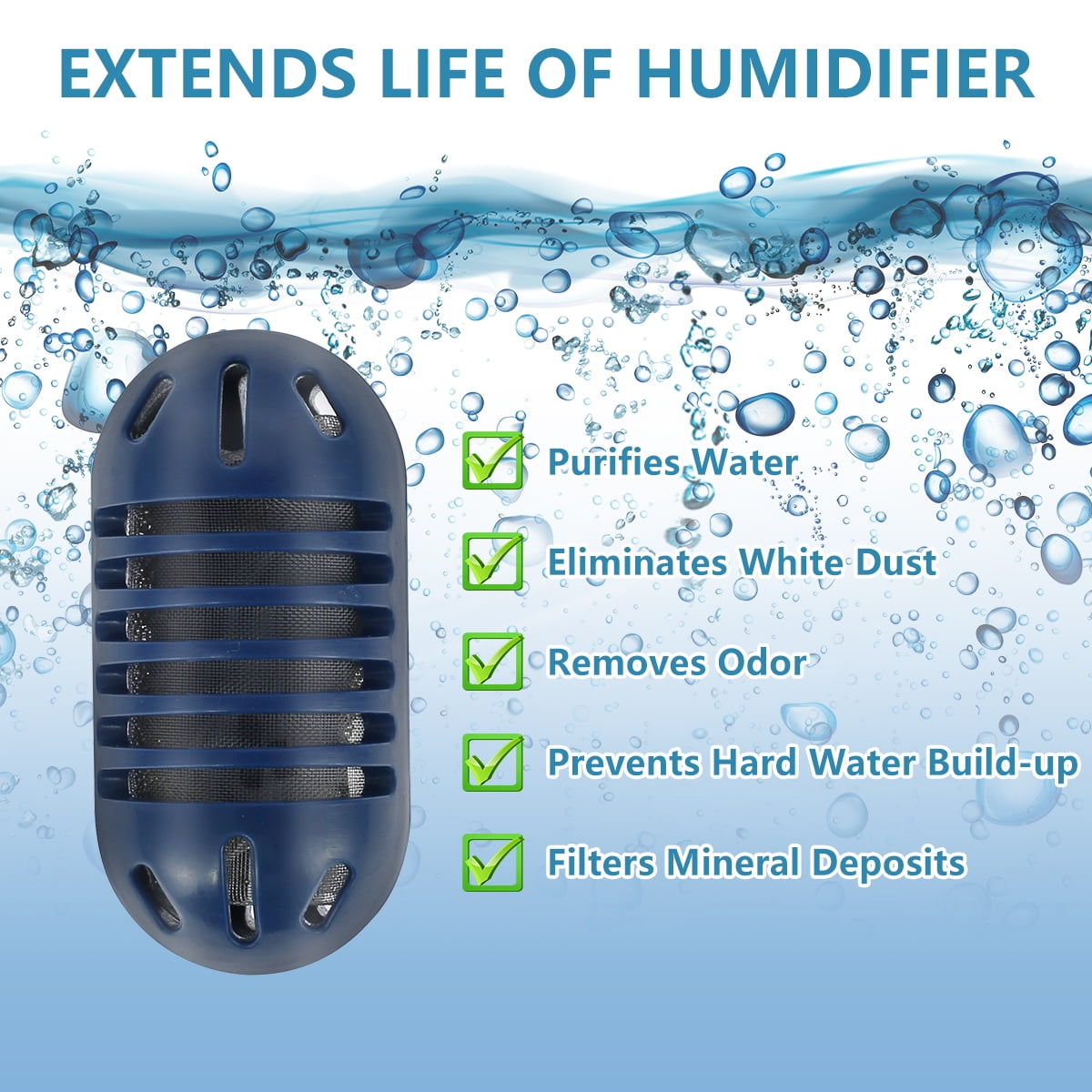 10pcs Demineralization Cartridge for Ultrasonic Humidifiers Filters Mineral Deposits Prevents Hard Water Build-Up Blue Humidifier Cartridge Set Compatible with UHE-CM65 UHE-WM70
