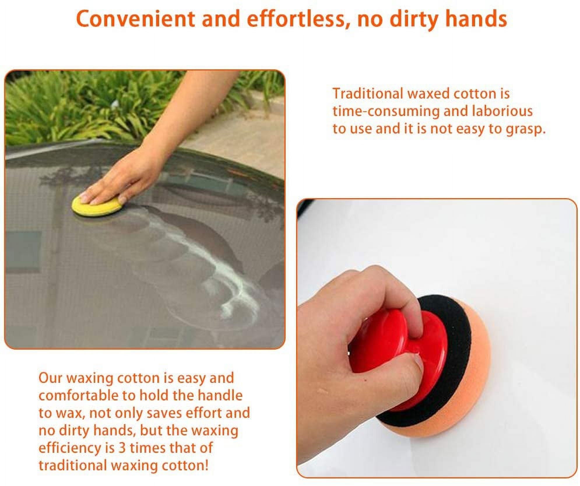 6PCS Car Wax Applicator Pads Kit- Car Detailing Tool for Waxing Kit Glaze Sealant Liquid Paste Wax Ceramic Coating , Paint and Auto Part Accessories , Car Wash Kit Cleaning Supplies