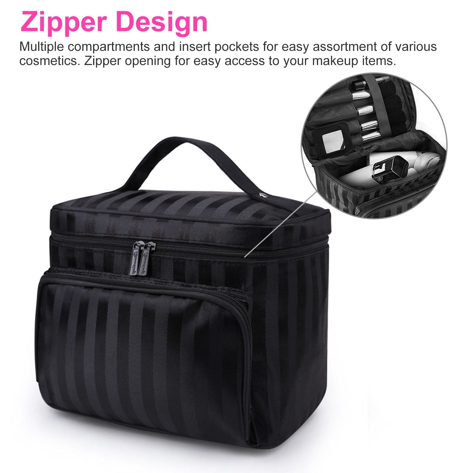 EEEkit Portable Makeup Travel Case, Waterproof Toiletry Storage Bag with Mirror for Women