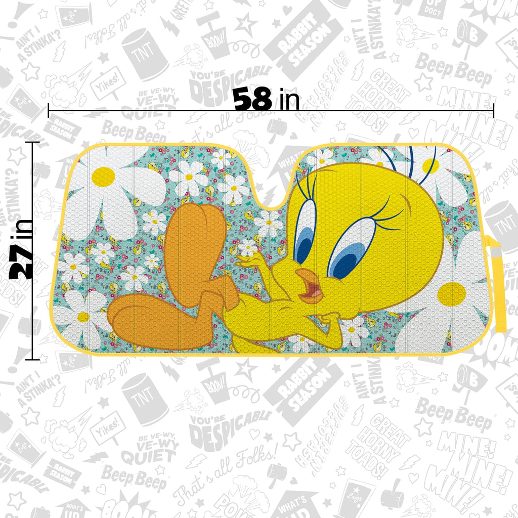 BDK Tweety Bird Front Windshield Auto Shade, Accordion Folding Auto Sunshade for Car Truck SUV-Blocks UV Rays Sun Visor Protector, Keeps Your Vehicle Cool-58 x 27 Inch