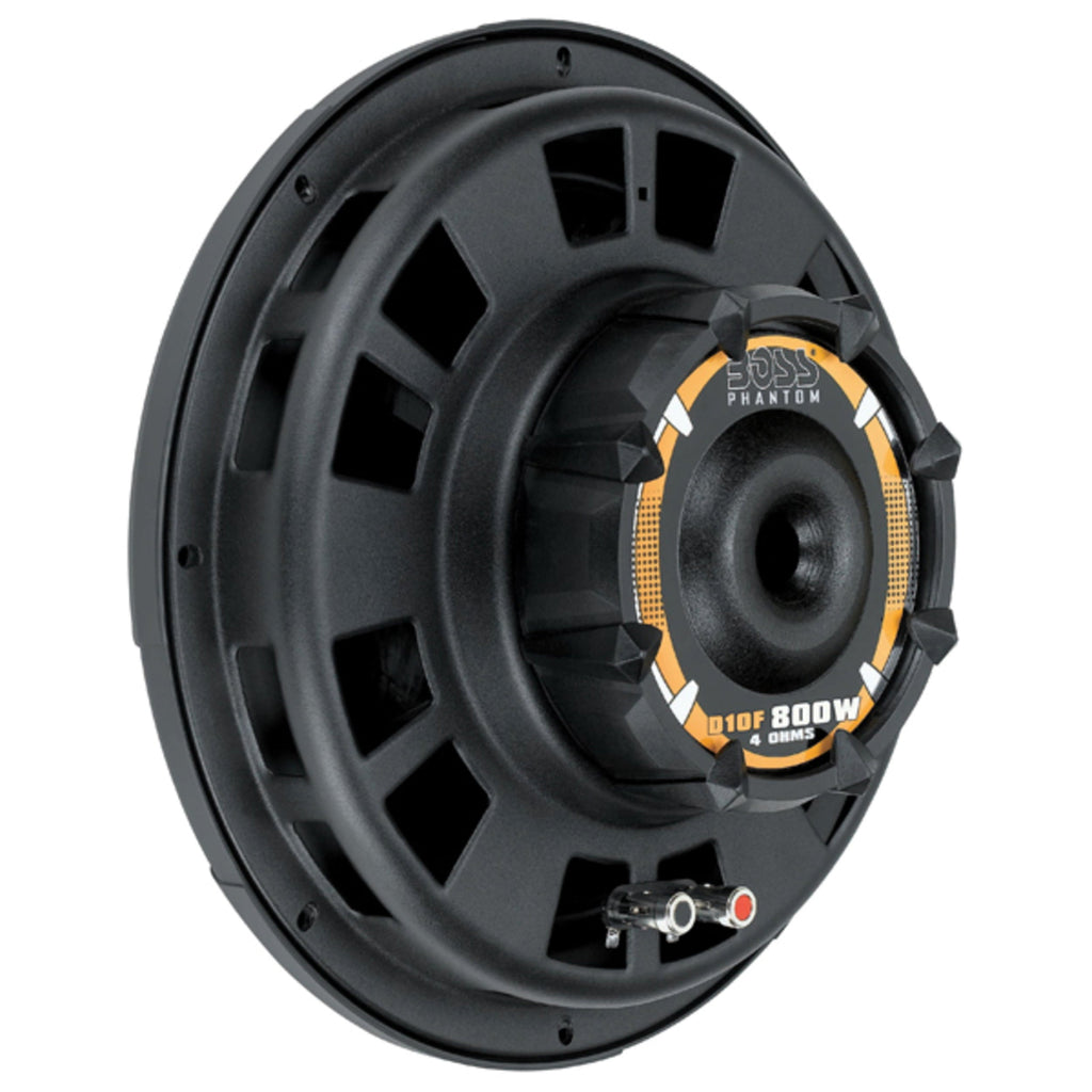 BOSS Audio Systems D10F Phantom Series 10 Inch Car Audio Subwoofer - 800 Watts Max, Single 4 Ohm Voice Coil, Sold Individually, For Truck, Boxes and Enclosures, Use With Amplifier