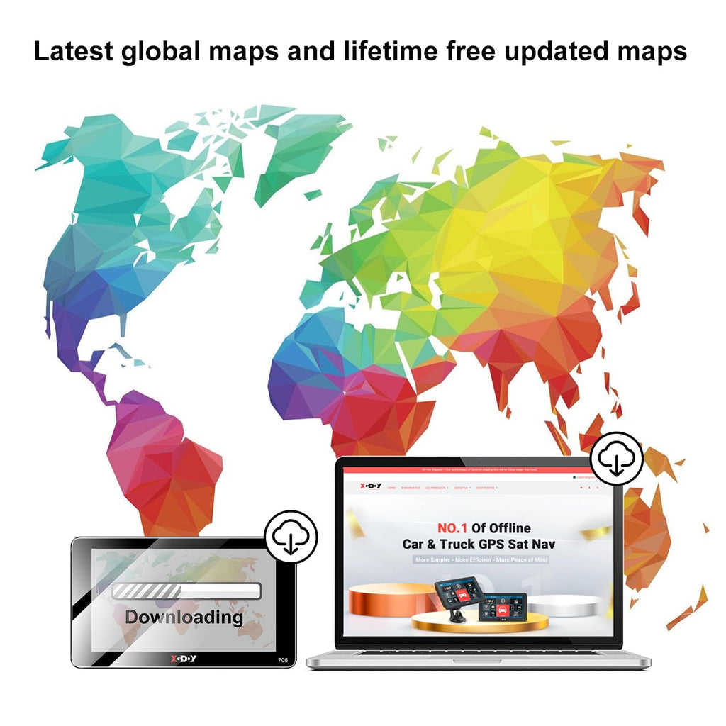 XGODY 2.5D Screen 7 inch Car GPS Navigation for Car 8GB+256 Truck GPS for Car with Speed Camera Warning Lifetime Free Map Update