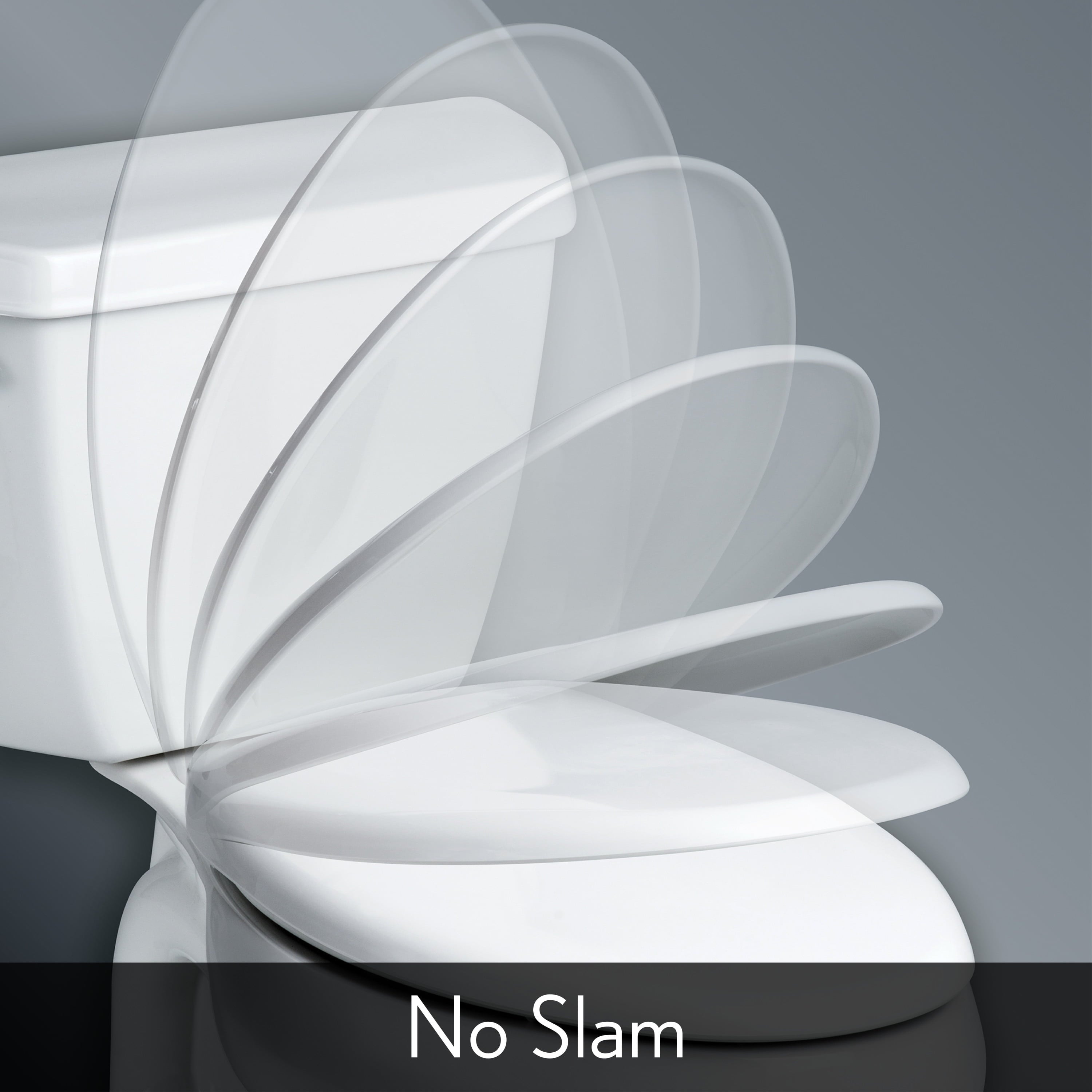 Mayfair Lannon Slow Close Elongated Enameled Wood Toilet Seat in White Adjustable and Never Looosens