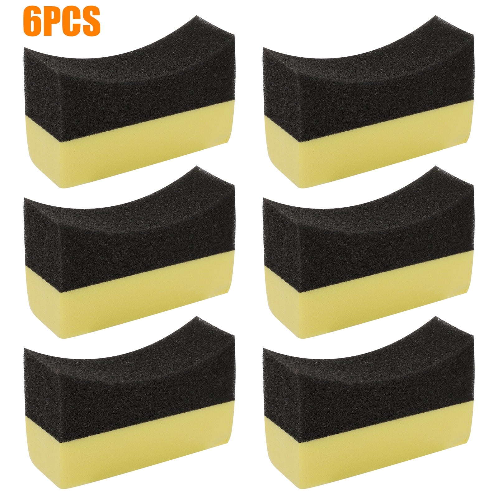 12/6pcs Car Care Applicator Pad, Car Tire Wheel Dressing Curved Foam Sponge Pad,  Gloss Shine Color Polishing Sponge Wax, Mess Free Application Tire Dressings, Reusable and Washable