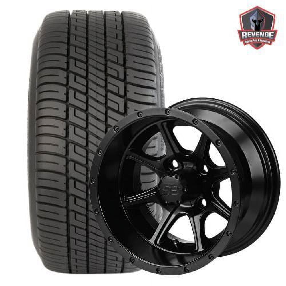 12" Azusa Matte Black Golf Cart Wheels and Tires Combo (205/30-12) Set of 4